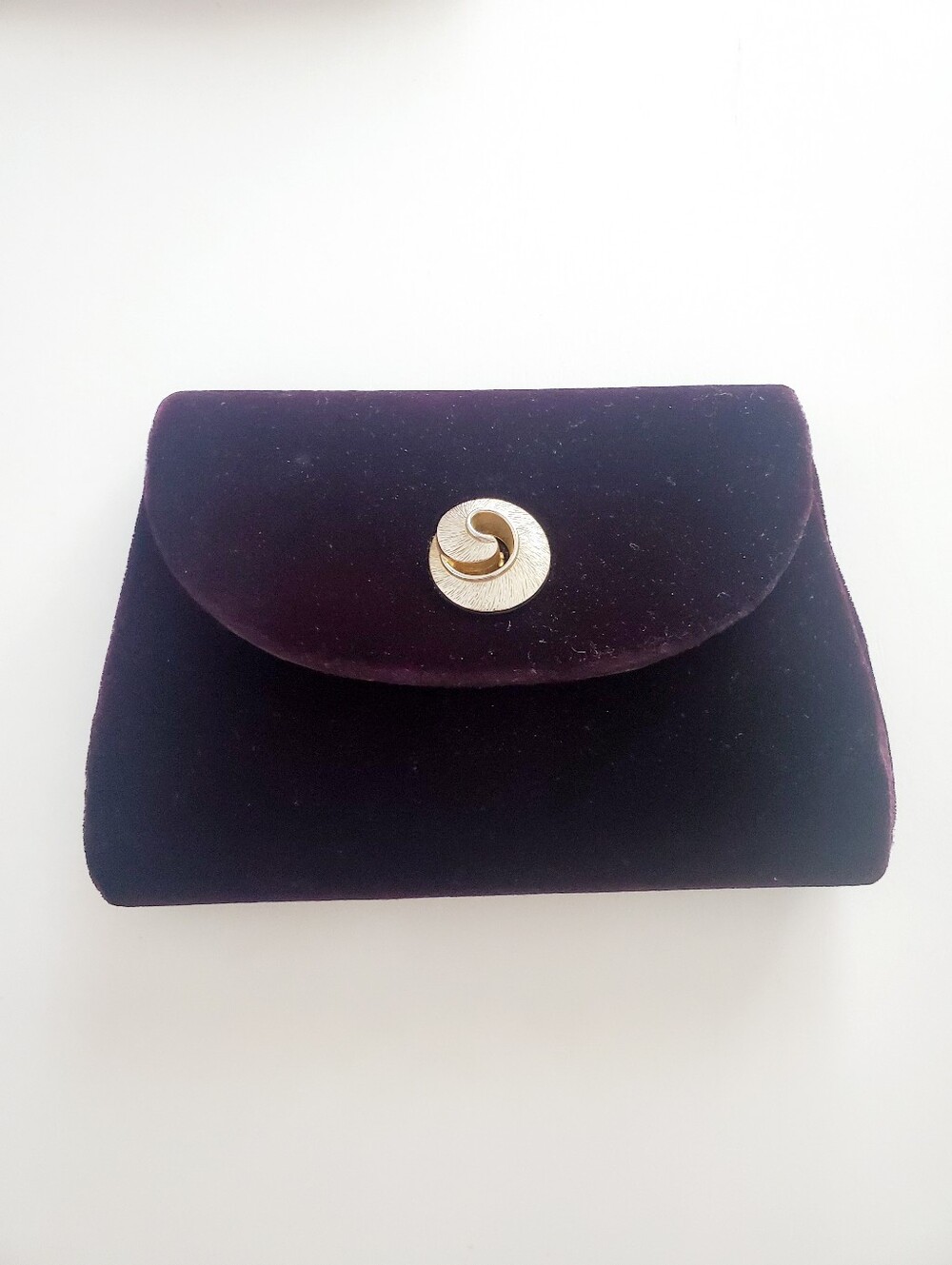 Velvet Evening Clutch in Deep Plum with Gold Turn-Lock